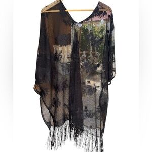 Elegant Black Floral Swim Cover-Up